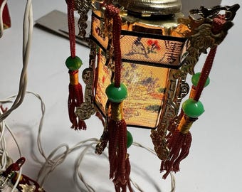 Vintage set Of 12 mini Chinese Palace Lantern Lights Ornaments- Please READ