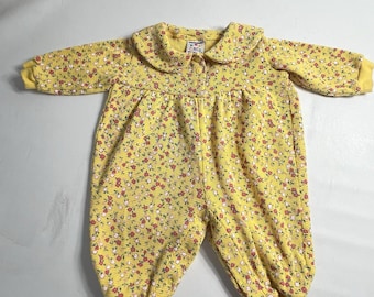 Mono corto de bebé vintage amarillo con estampado floral y manga larga - 12 meses Circo