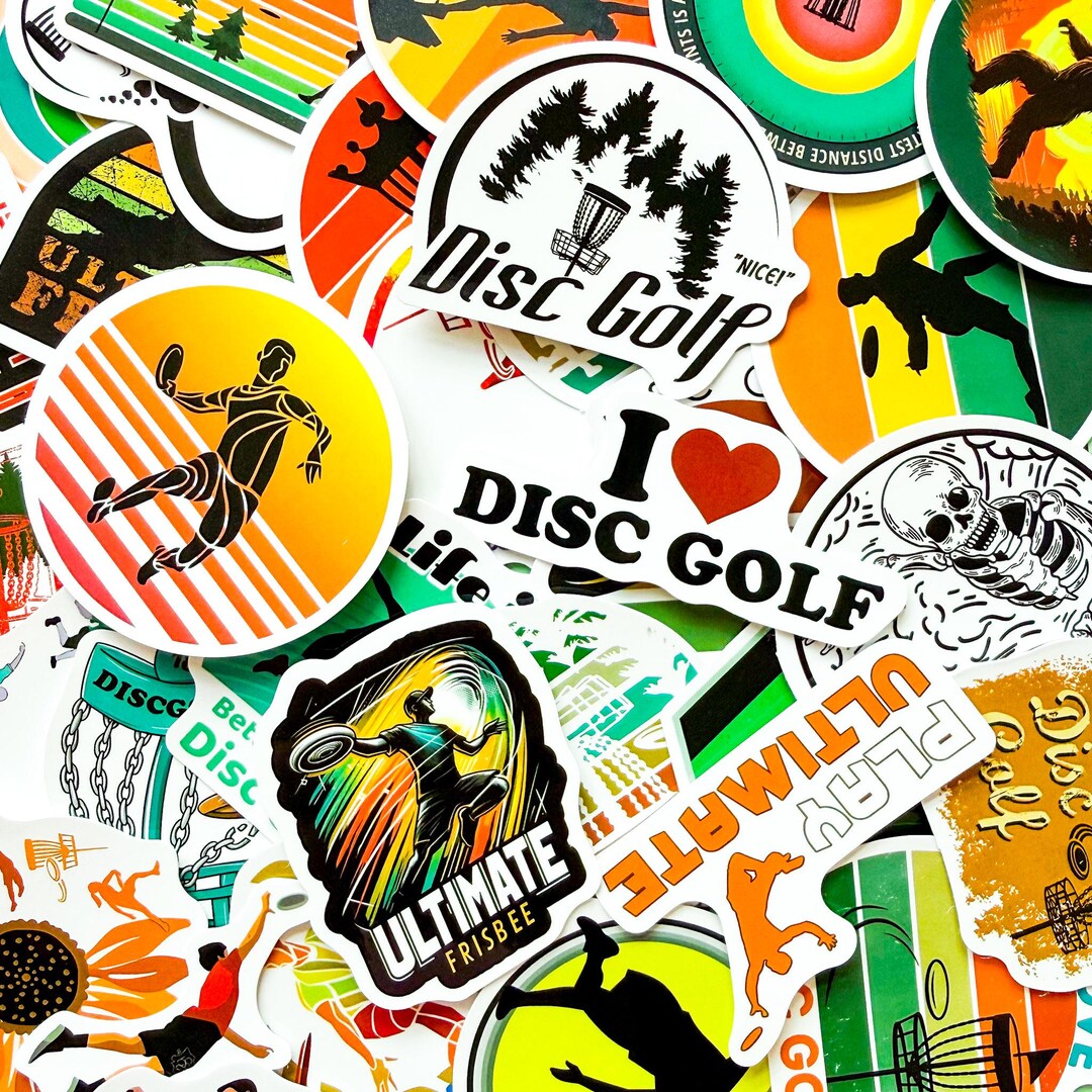 50 Random Frisbee Golf Stickers, Disc Sport Stickers, Outdoor Golfer ...