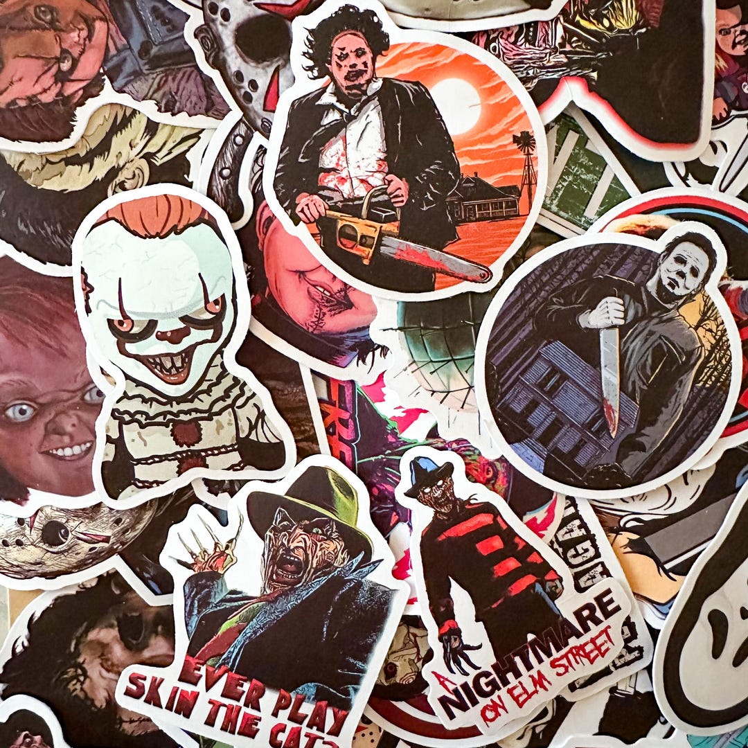 50 Random Scary Movie Stickers, Horror Villain Stickers, Killer Doll ...
