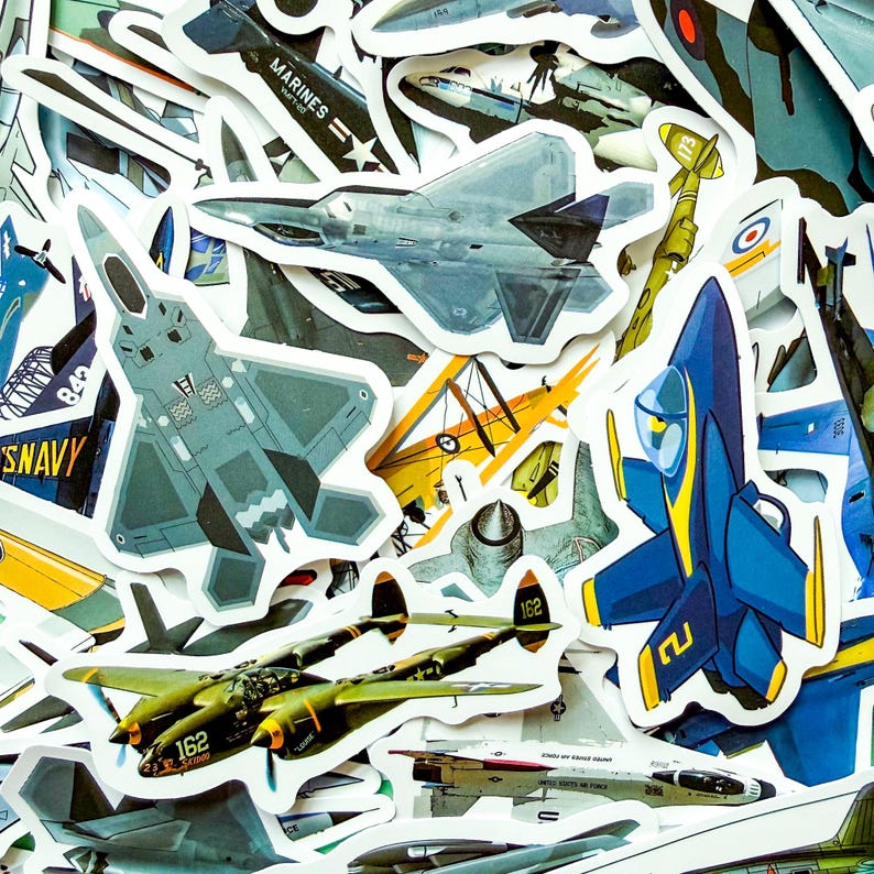 50 Random Military Jet Stickers, Air Force Plane Stickers, Aviation Art ...