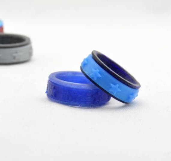 Star Pattern Spinner Fidget ring - 3D printed, Customizable.