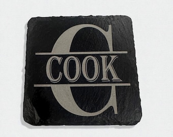 Sous-bocks personnalisés en ardoise noire - Ensemble de sous-bocks personnalisés gravés