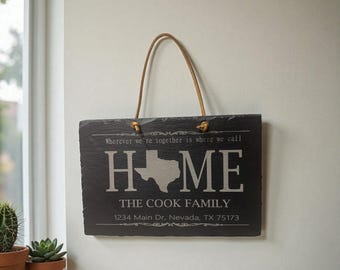 Ardoise noire gravée sur mesure : cadeau pour une nouvelle maison, conclusion d'un agent immobilier