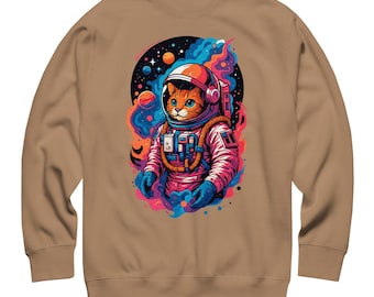 Weltraum Astronaut Katze Unisex Sweatshirt Cosmic Illustration Design
