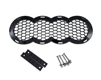 Honingraatbeugel compatibel met AUDI-embleem in glanzend zwart