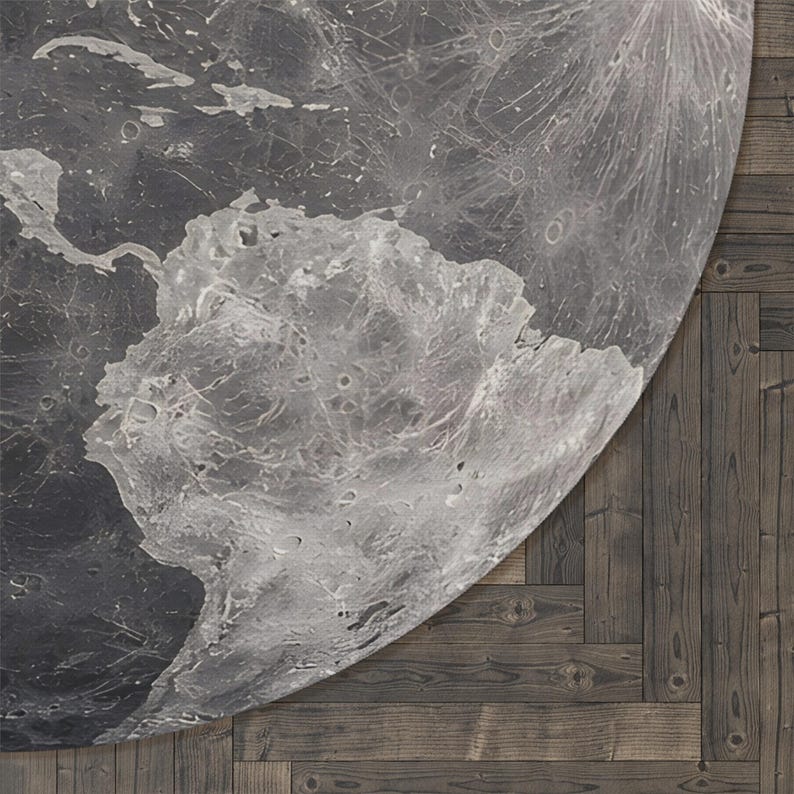 Moon Rug Map Moon & Earth Rug 60x60inch, Round World Map, Designer Rug, North- South ...