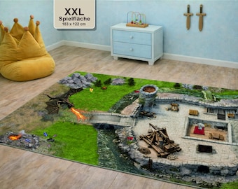 XXL Castle Play Rug 183x122 cm – Premium Large Play Mat for Kids, compatible with Toy Knight and Dragon Figures, Nursery & Playroom Gift
