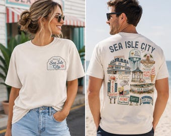 Sea Isle City Vintage Graphic T-Shirt, Coastal Beach Tee, Bella+Canvas Unisex Shirt