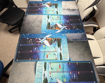Set van 5 FINSPAN bordspel neopreen speelmat 24 x 14 inch gestikte witte rand 3 mm Onofficiële upgrade