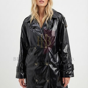 Manteau Femme PVC Rouge - Taille 2 - Style Trench - Occasion Très Bon état