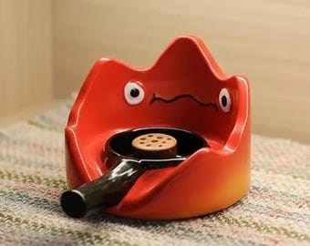 Bougeoir en résine Calcifer : porte-esprit du feu inspiré des dessins animés
