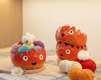 Cuenco de cerámica para tejer a ganchillo Calcifer