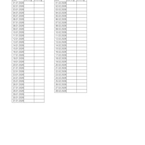 May include: A black and white printable skin care tracker chart featuring two columns for January 2026 and February 2026. Each table includes columns for date, morning, and evening routines, with rows listing every day of the respective months.