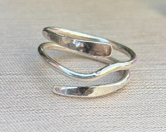 Sterling Silver Spiral Ring | Minimalist Adjustable Wire Band