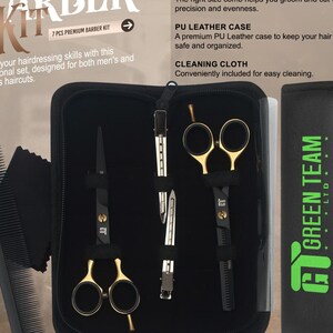 Ensemble de 7 ciseaux de coiffure et accessoires – Ciseaux de coupe et d'effilage, étui en cuir PU