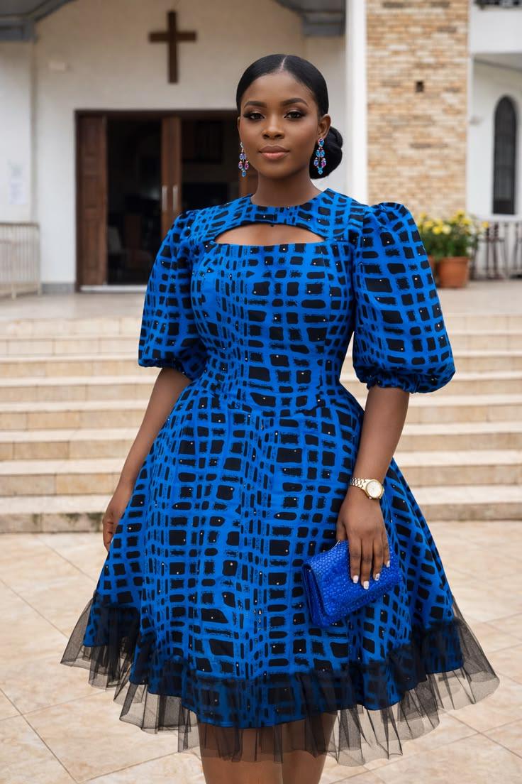 knee length dresses for ladies Eliyah Ankara Short flare Dress