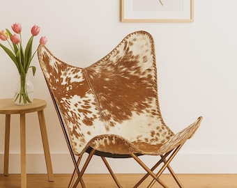 Handcrafted Cowhide Butterfly Chair | Genuine Leather Accent Lounge Chair | ShopKraftStore