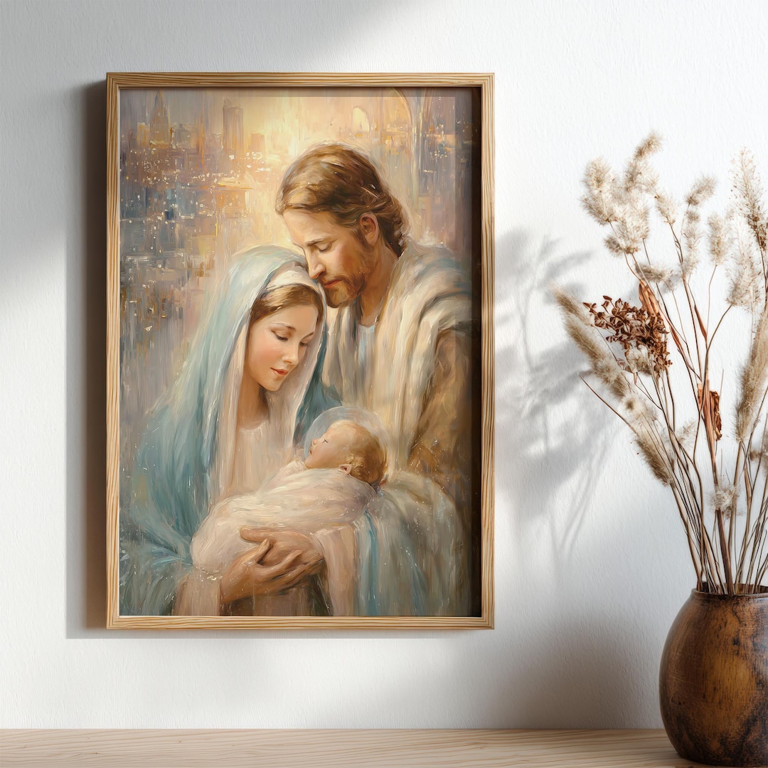 Holy Family Wall Art Printable, Nativity Scene Download, Baby Jesus ...