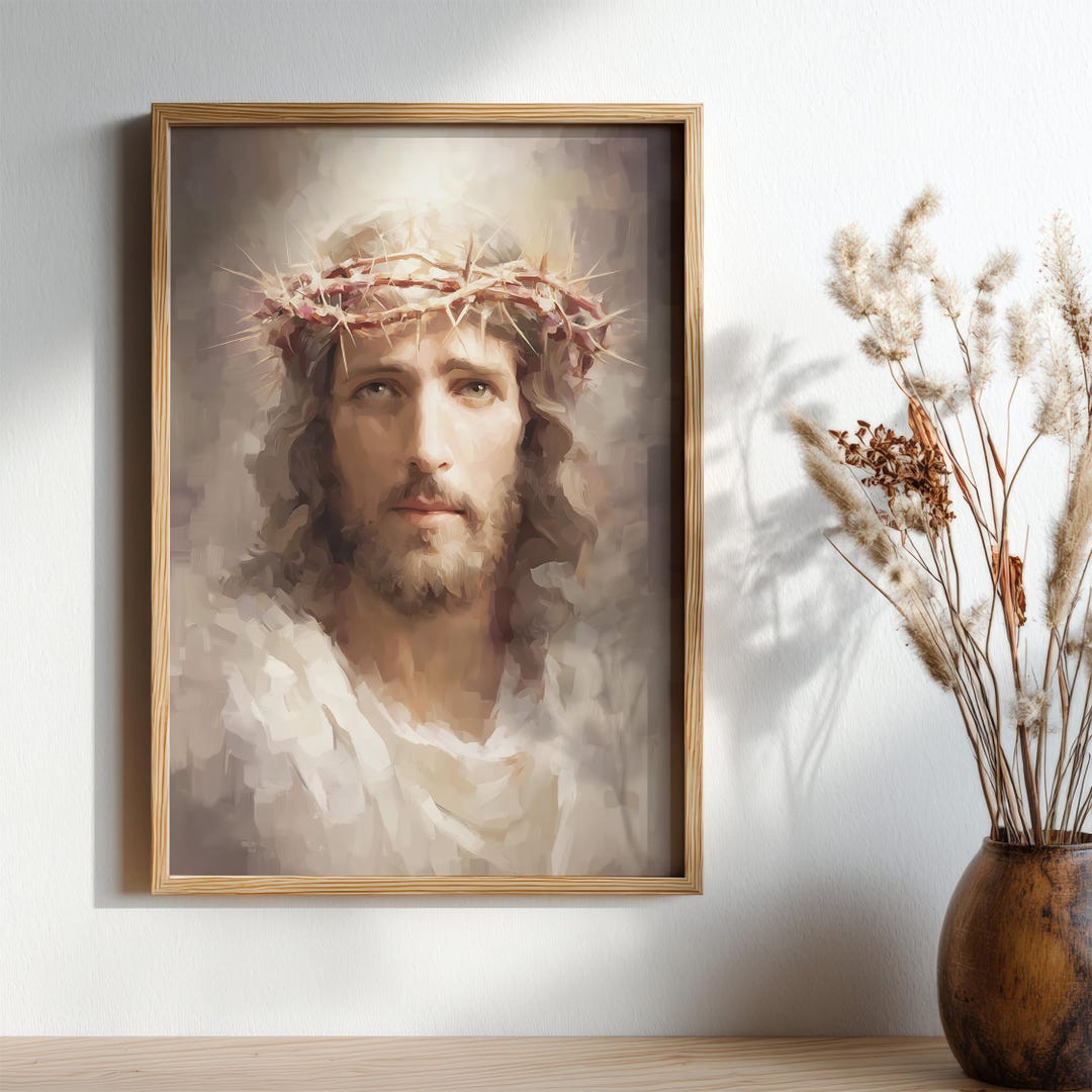 Jesus Crown Thorns Portrait Christian Wall Art Printable Digital ...