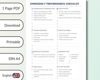 Liste de contrôle de préparation aux situations d'urgence (téléchargement PDF)