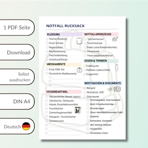 Liste de contrôle des sacs à dos Notfall (téléchargement PDF) image 1