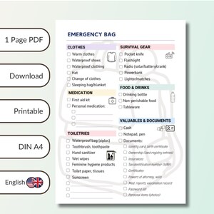 Emergency Bag Checklist (PDF Download)