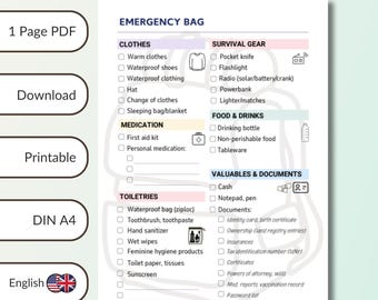 Liste de contrôle des bagages en cas d'urgence (téléchargement PDF)