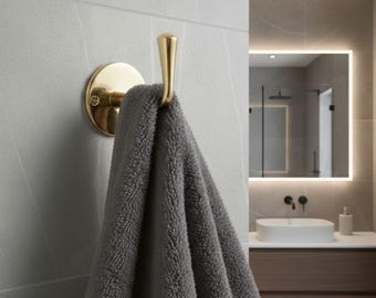 Solid Brass Wall Hook | Vintage Gold Towel & Robe Hanger – Minimalist Modern Farmhouse Bathroom Decor