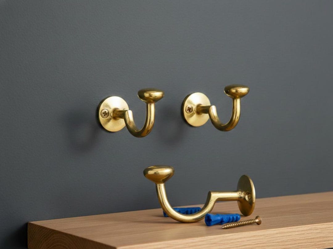 Brass Wall Hook – Minimalist Gold Coat Hook, Modern Wall Hardware for ...