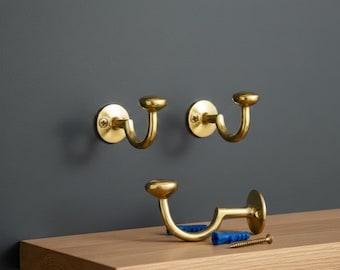 Messing Wandhaken - Minimalistischer Gold Kleiderhaken, moderne Wandbeschläge für Badezimmer, Eingangsbereich und Schlafzimmer Dekor