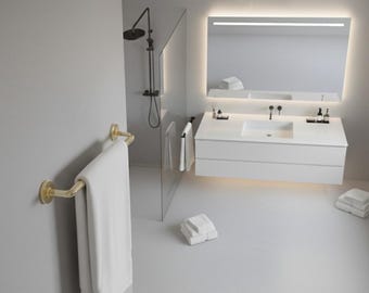 Unlacquered Solid Brass Towel Bar | Wall Mounted Bathroom Towel Holder | Minimalist Brass Hardware
