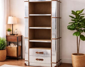 Aluminum Book Shelf Cabinet - Vintage Aircraft Aviator Bookcase