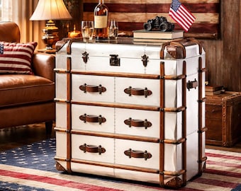 American Retro Aviator Trunk Chest Industrial Furniture Wooden Dresser