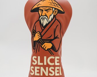 Funda para driver de golf Slice Sensei: Diseño samurái bordado