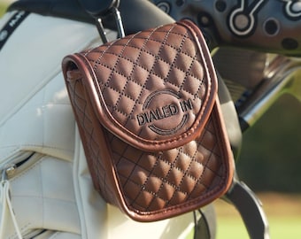 Estuche para telémetro de golf de cuero marrón acolchado - Funda magnética