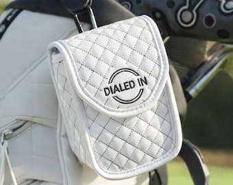 Estuche para telémetro de golf de cuero acolchado blanco con cierre magnético