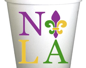 Mardi Gras NOLA Styrofoam Party Cups