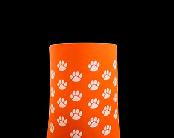 Clemson White Tiger Paw Orange Can Coolie Hugger