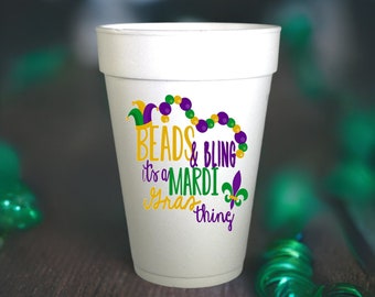 Mardi Gras Beads and Bling Styrofoam Party Cups