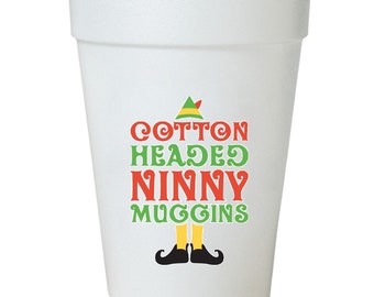 Cotton Headed Ninny Muggins Christmas Cups-10ea/16oz Styrofoam Christmas Party Cups