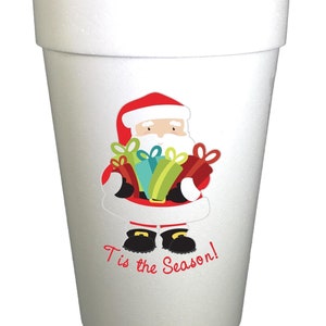 Tis the Season Santa Gifts Christmas Cups-10ea/16oz Styrofoam Christmas Party Cups