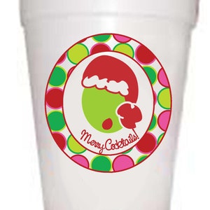 Merry Cocktails Styrofoam Christmas Party Cups-10ea/16oz Styrofoam Christmas Party Cups