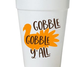 Thanksgiving Cups: Turkey Gobble Design (16oz, Pack of 10)