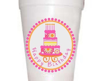 Pink Birthday Cake Styrofoam Cups