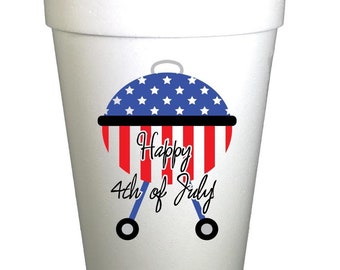 Patriotic BBQ Party Cups: Happy 4th of July, 16 oz (Set of 10)