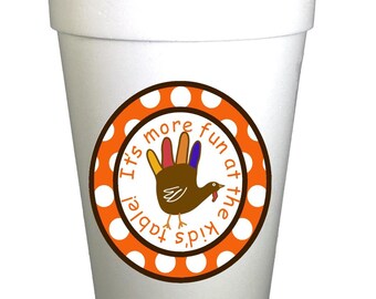 More Fun at Kids Table Thanksgiving Theme Cups-Thanksgiving Styrofoam Cups