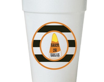 Candy Corn Striped Halloween Party Cups- Styrofoam Halloween Cups