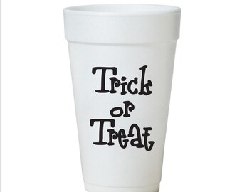 Black Trick or Treat Styrofoam Halloween Party Cups