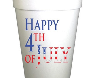 4th of July Party Cups: Patriotic Styrofoam 16oz (10 Pack)